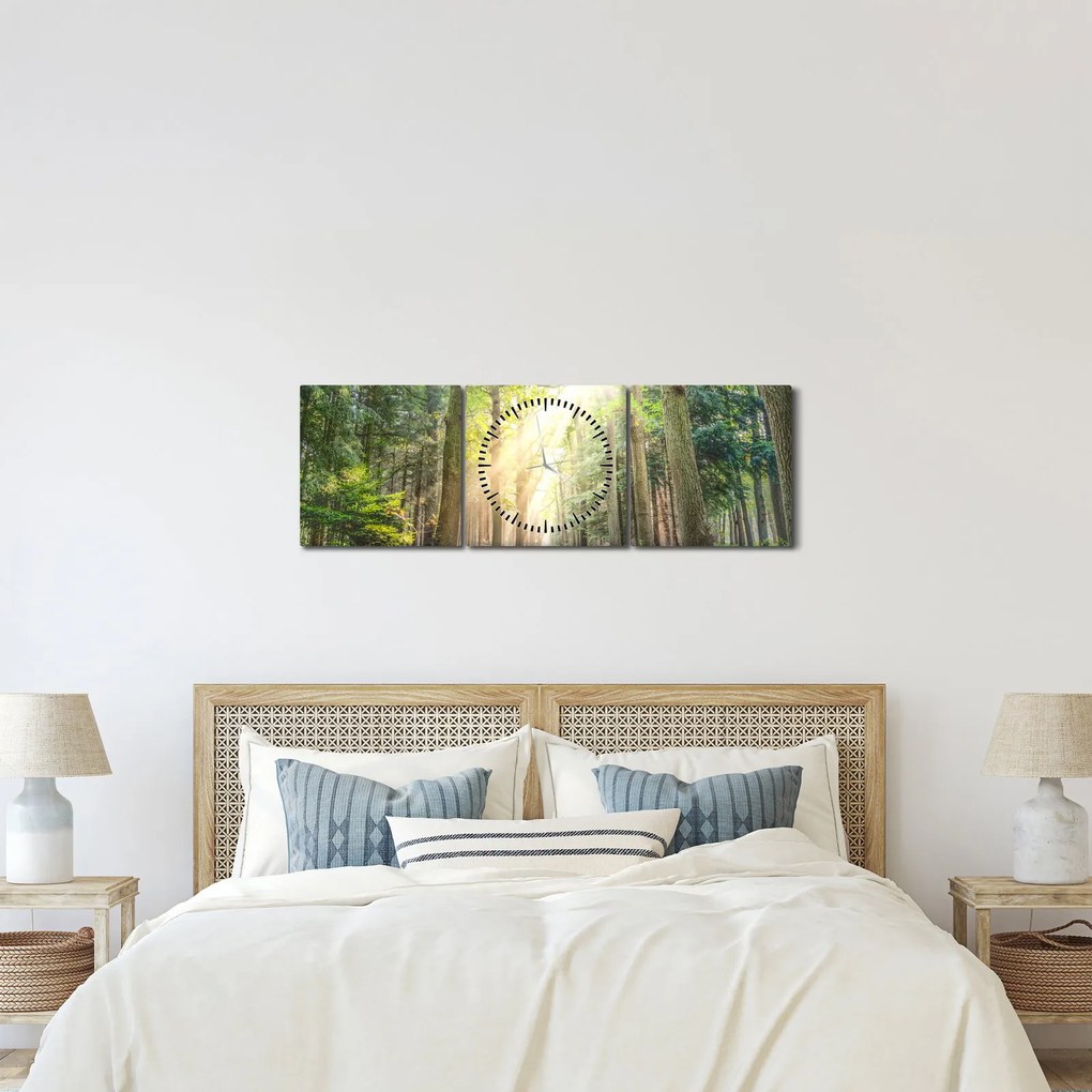 Tablou - Poteci în pădure (cu ceas) (90x30 cm)