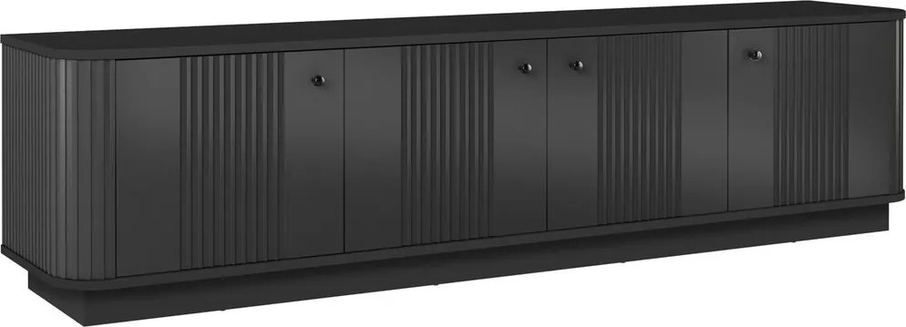 Comodă TV Vesper 4D 187 cm pe plintă - negru / mânere negre