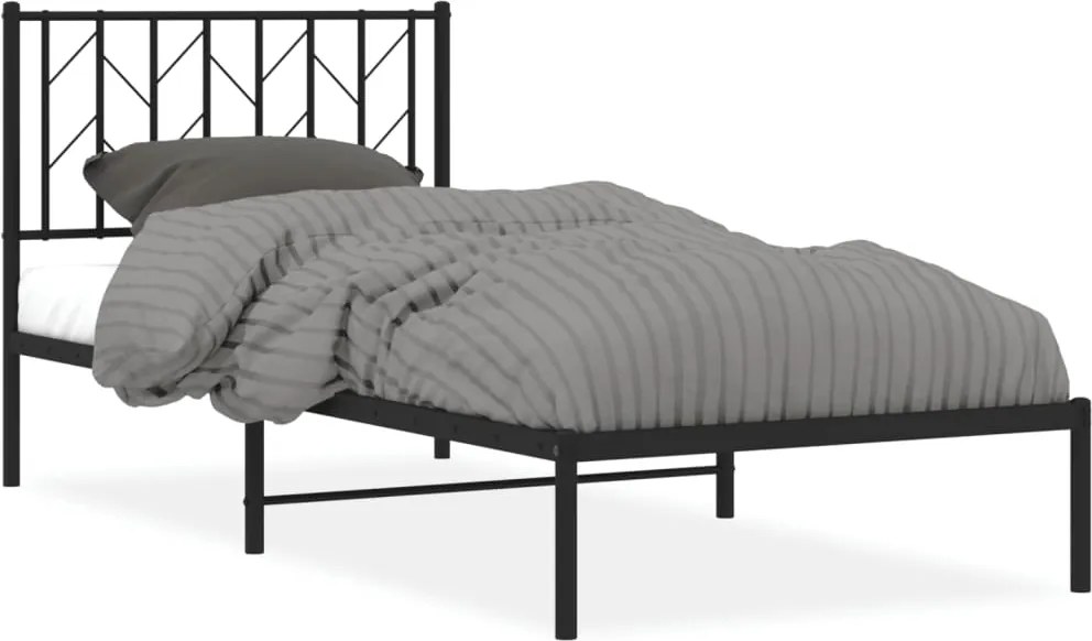 vidaXL Cadru pat metalic cu tăblie, negru, 90x200 cm