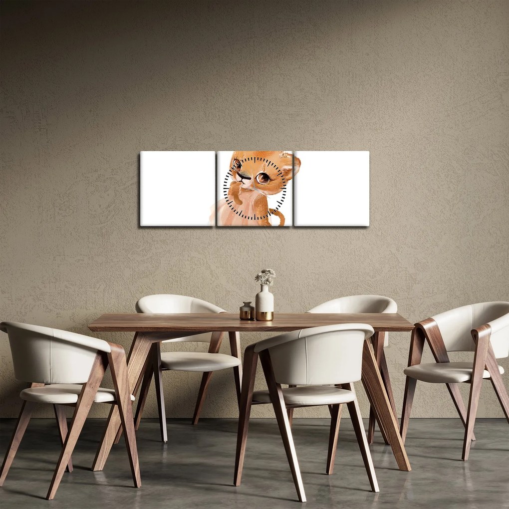 Tablou - Animăluț în acuarelă N⁰6 (cu ceas) (90x30 cm)