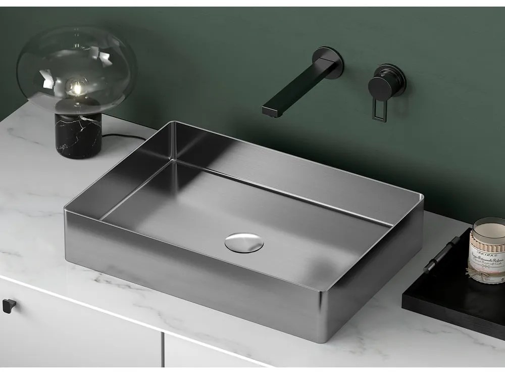 Chiuvetă argintie din oțel inoxidabil 50x35 cm Aurum – Sapho