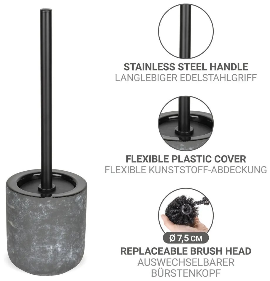 Perie de WC gri din ceramică Sacile – Wenko