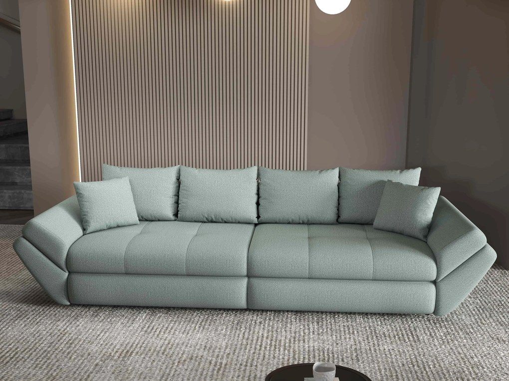 Canapea extensibilă dumonde cu ladă de depozitare si sezut confortabil din spuma high-density, Loana Enjoy Mint 300x100 cm