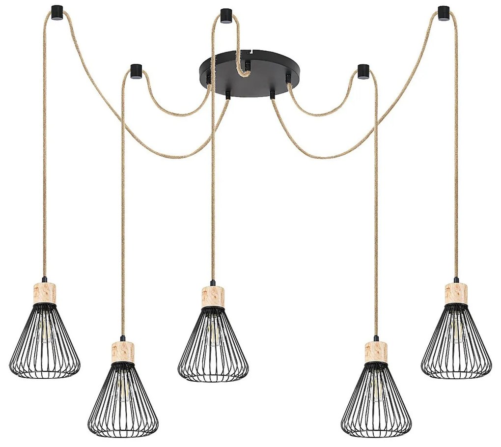 Rabalux Farfalle lampă suspendată 5x40 W negru-lemn 3150