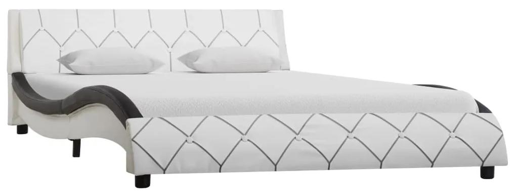 285644 vidaXL Cadru de pat, alb și negru, 120 x 200 cm, piele ecologică
