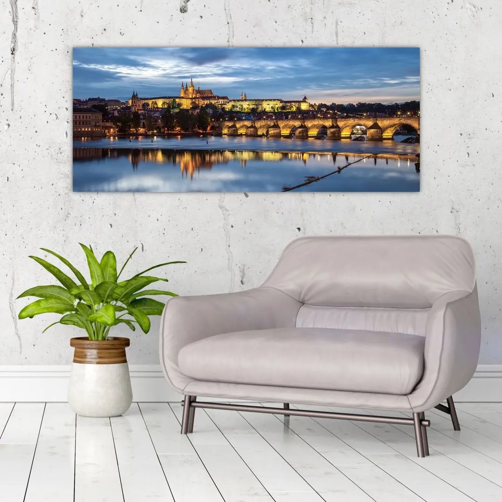 Tablou cu palatul din Praga și podul lui Carol (120x50 cm)