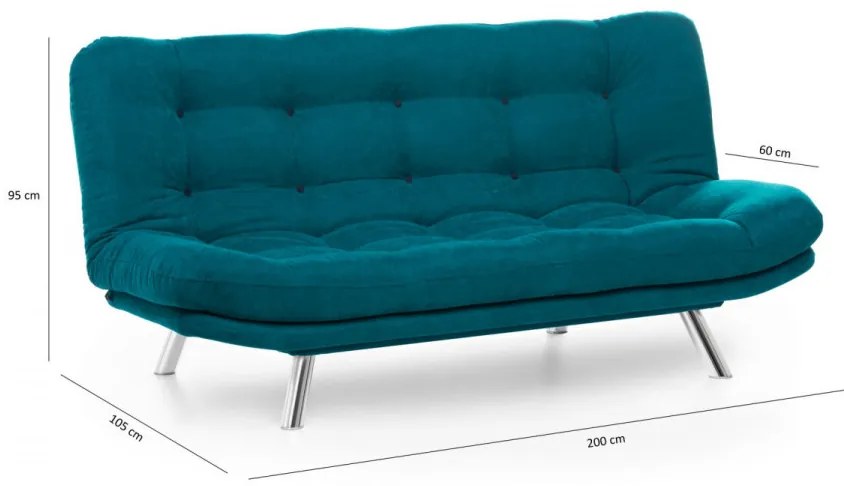Canapea Extensibilă cu 3 Locuri Misa Sofabed, Verde Petrol