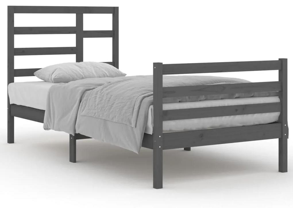Cadru de pat, gri, 90x200 cm, lemn masiv de pin Gri, 90 x 200 cm