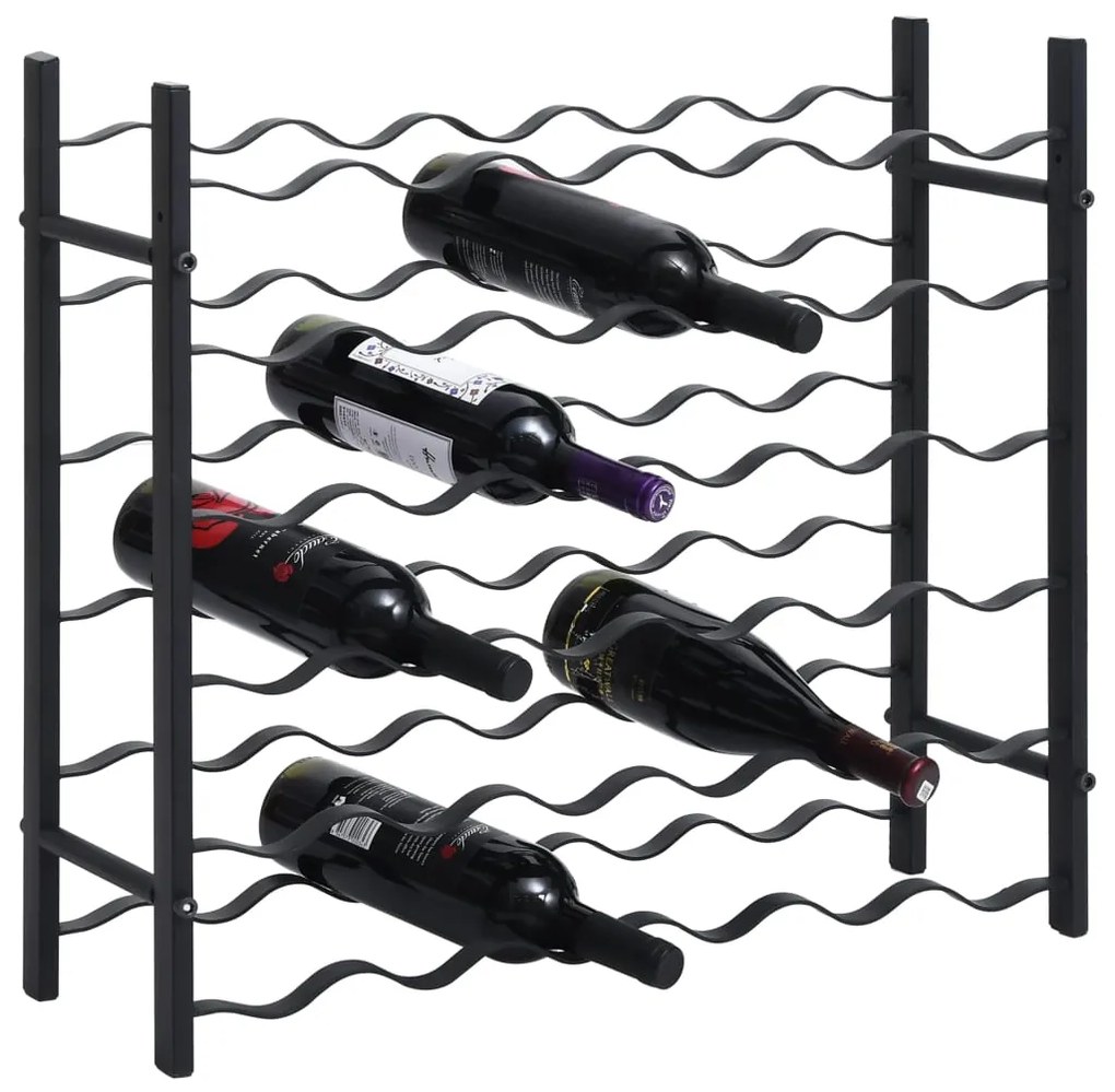 vidaXL Suport sticle de vin pentru 36 de sticle, negru, fier