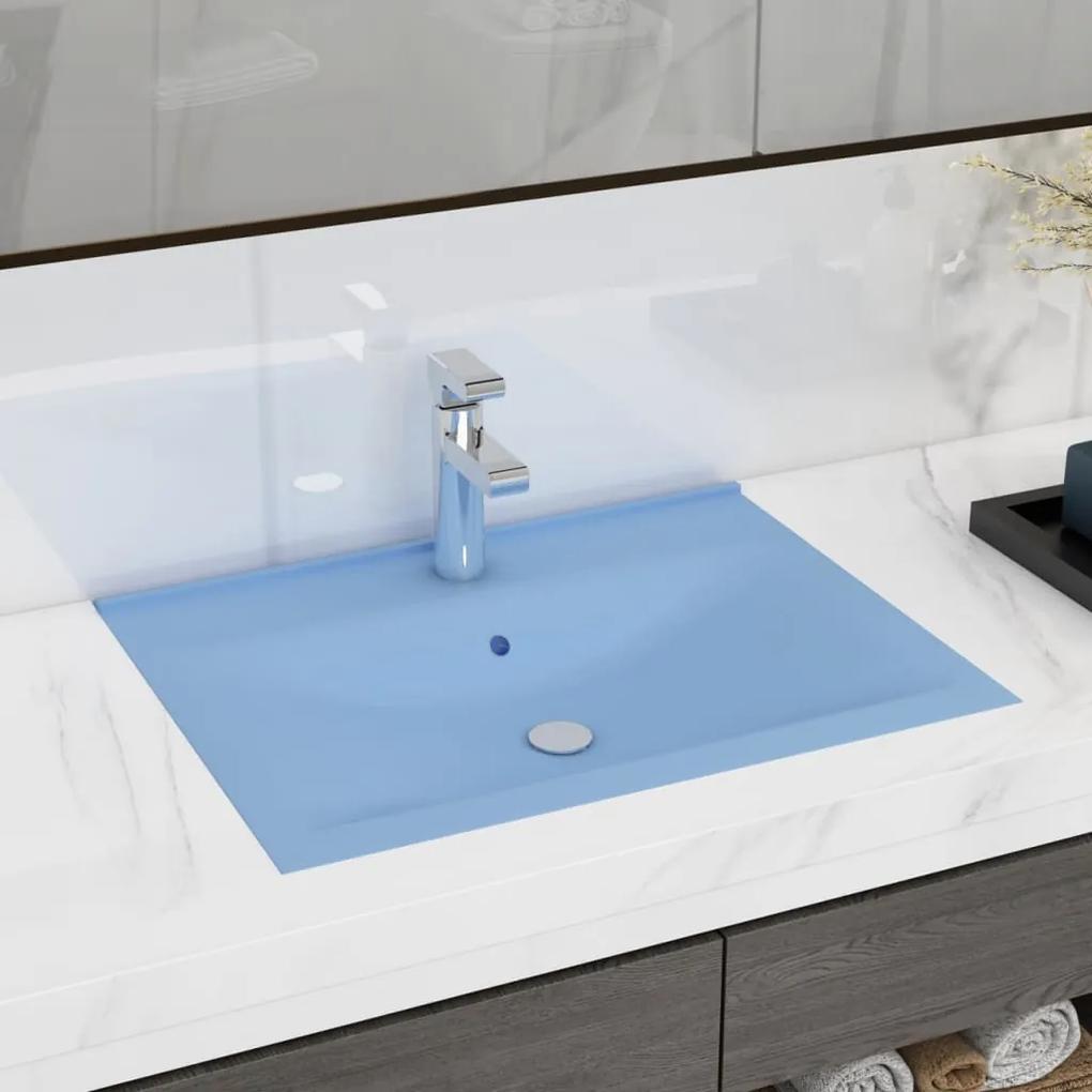 Chiuveta baie lux, orificiu robinet, bleu mat 60x46 cm ceramica