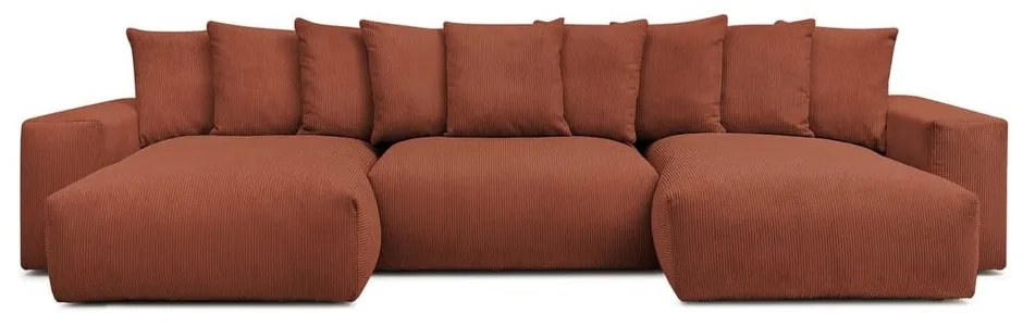 Colțar cărămiziu cu tapițerie din catifea reiată Voltaire – Bobochic Paris