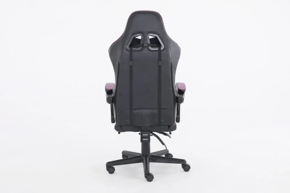 RESIGILAT- Scaun gaming, masaj în perna lombară, suport picioare, piele PU, Negru/Mov