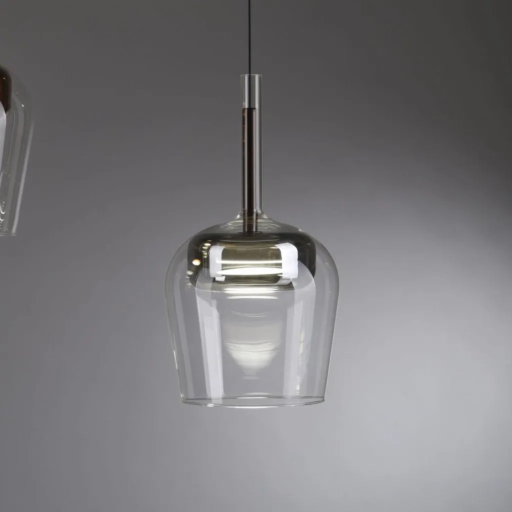 Pendul LED Smart cu Telecomanda, CCT, Sticla, Argintiu, Q-KON