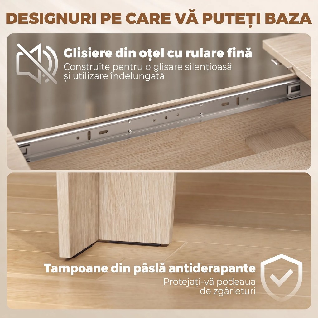 HOMCOM Masă Ovală Extensibilă pentru Dining, 140-180 cm, Stejar | Aosom Romania