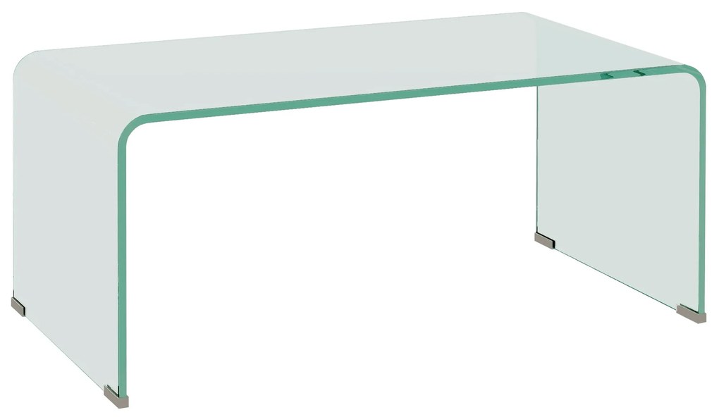 HOMCOM Masa de cafea din sticlă masă de salon rectangulară design modern din sticlă temperată cu margini rotunjite sigure transparent | Aosom Romania