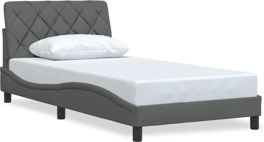 vidaXL Cadru de pat fără saltea, gri închis, 100x200 cm, textil