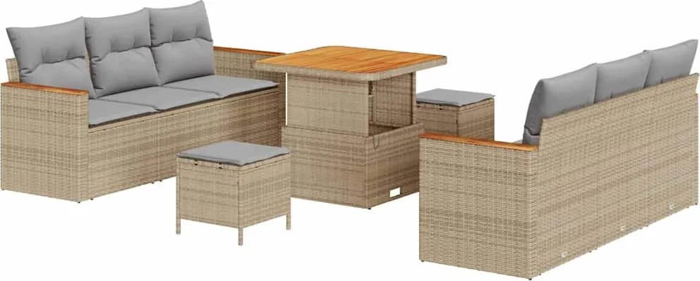 vidaXL Set de canapele pentru grădină 11 pcs Beige și gri deschis