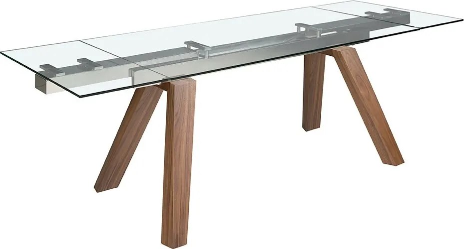 Masa extensibila deosebita design LUX Walnut-Glass 160-240x90cm