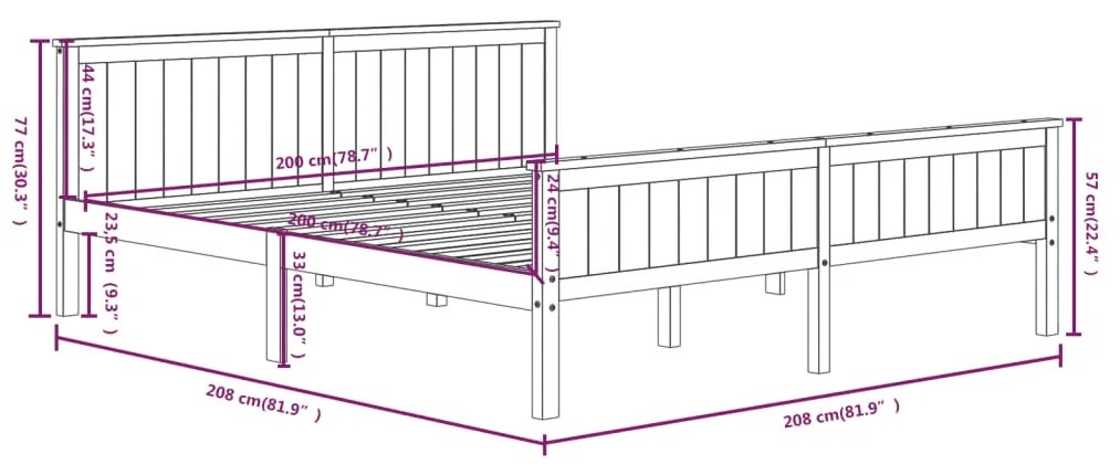 Cadru de pat, alb, 200x200 cm, lemn masiv de pin Alb, 200 x 200 cm