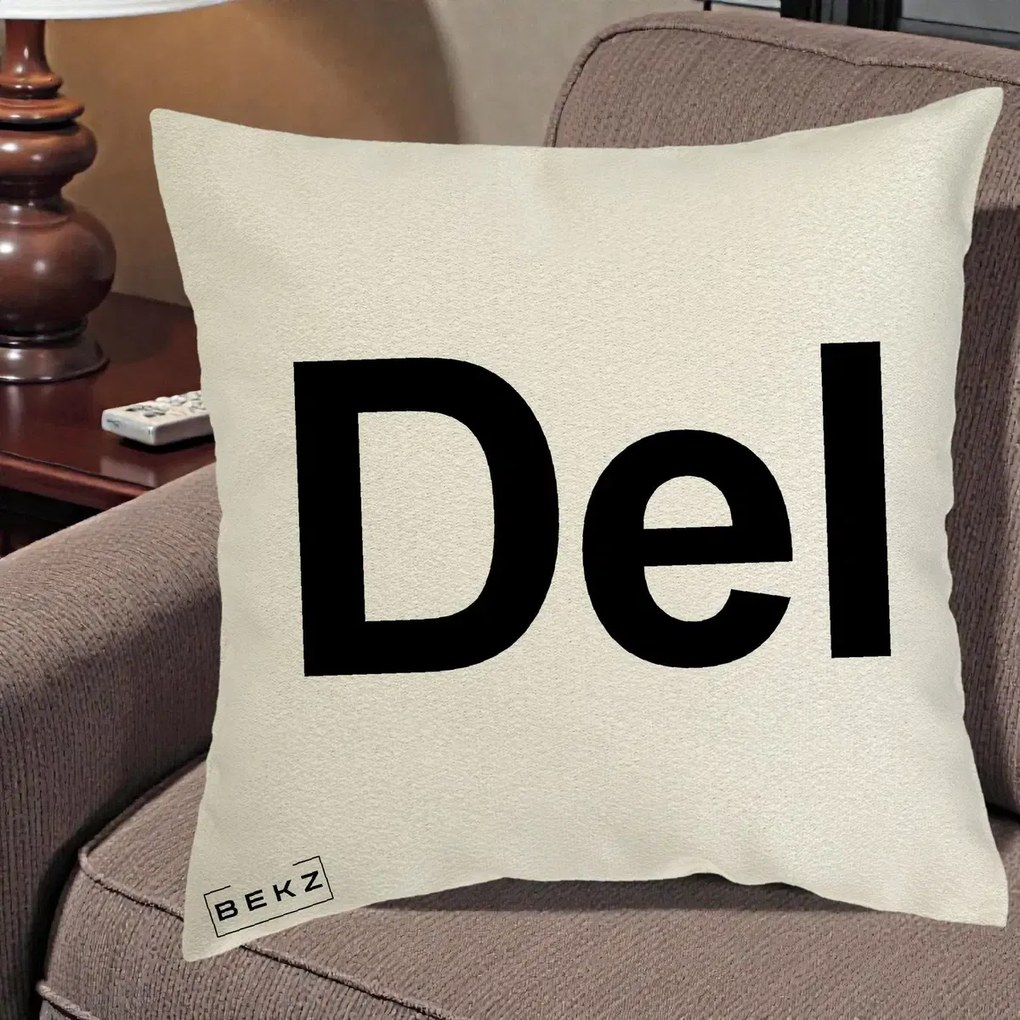 Perna Personalizata Tasta Del Tipografie Bold, 40x40 cm, Ecru, Husa Detasabila, Perna Inclusa, BEKZ®