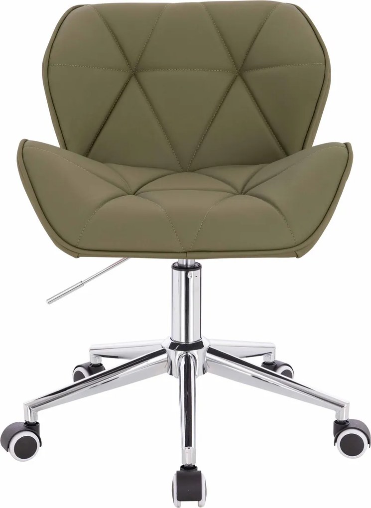 HR111K Scaun Khaki Piele Ecologica Premium Soft cu Bază Cromata