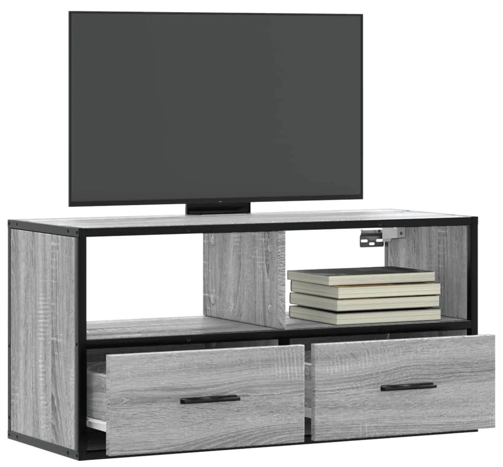 848922 vidaXL Dulap TV, gri sonoma, 80x31x39,5 cm, lemn prelucrat și metal