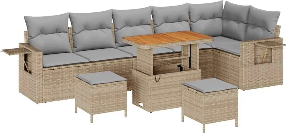 vidaXL Set de canapele pentru grădină 9 pcs Bej poliratan