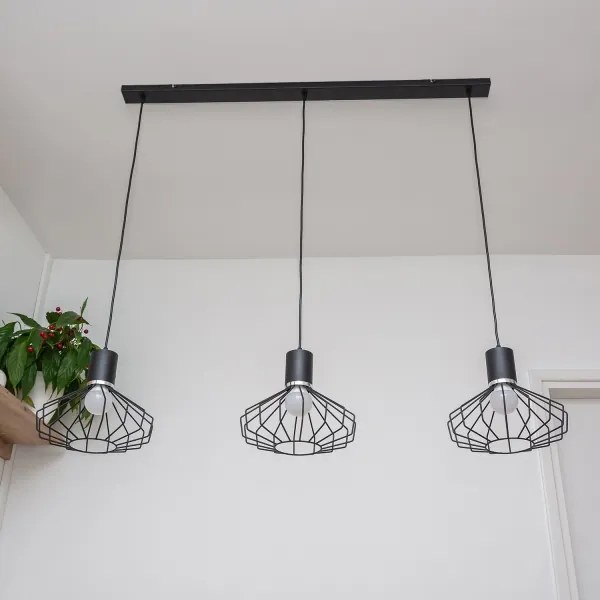 Candelabru suspendat pe cablu SOLANO 3xE27/15W/230V negru/crom lucios