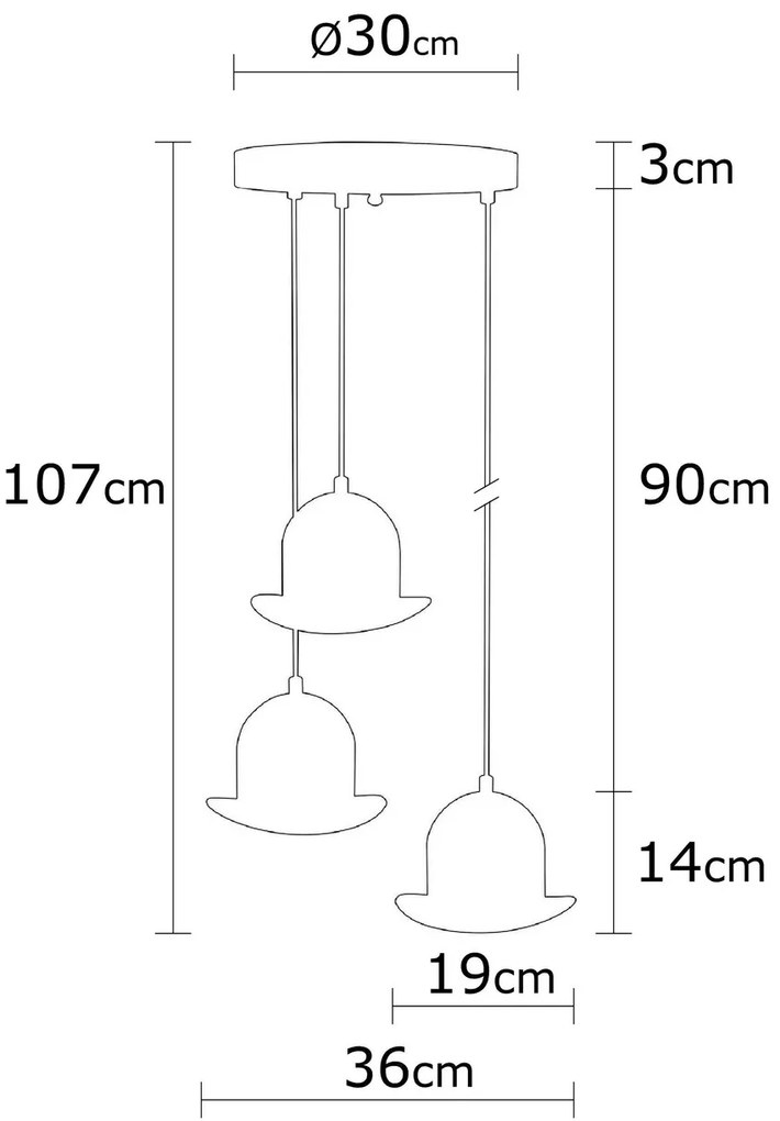 Lustra Mini Hat, Homemania, 3 x E27, 100W, galben