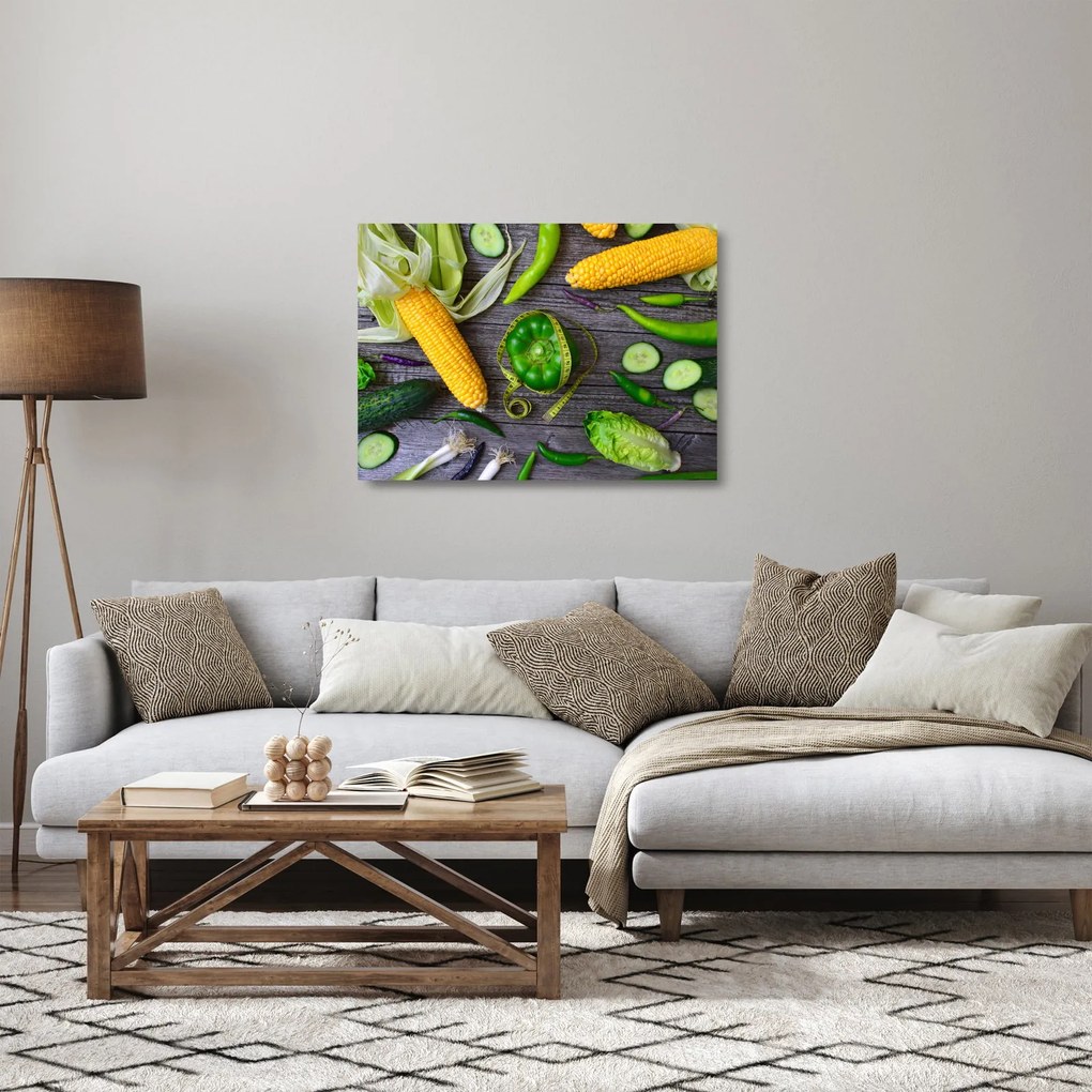 Tablou pe sticlă cu legume (70x50 cm)