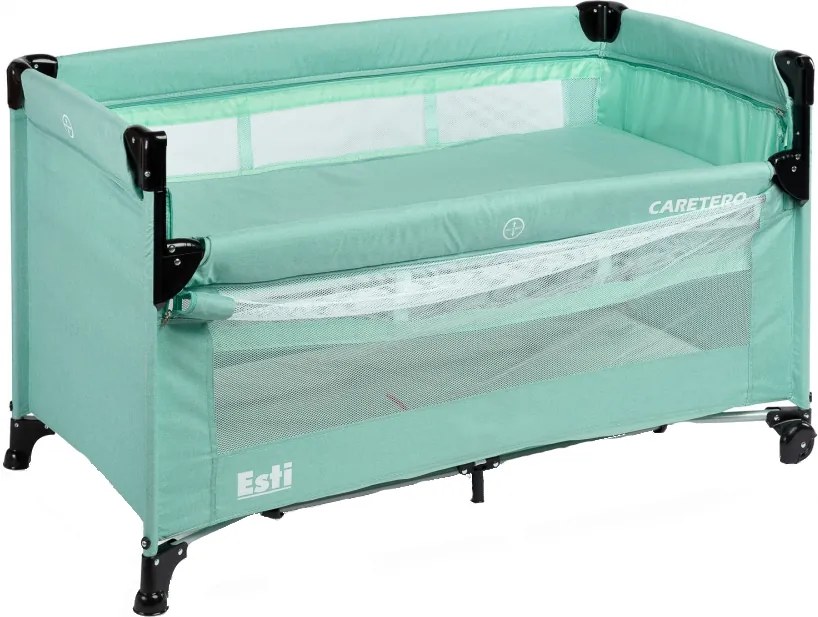 Patut pliabil cu etaj suplimentar si laterala reglabila Caretero Esti menta