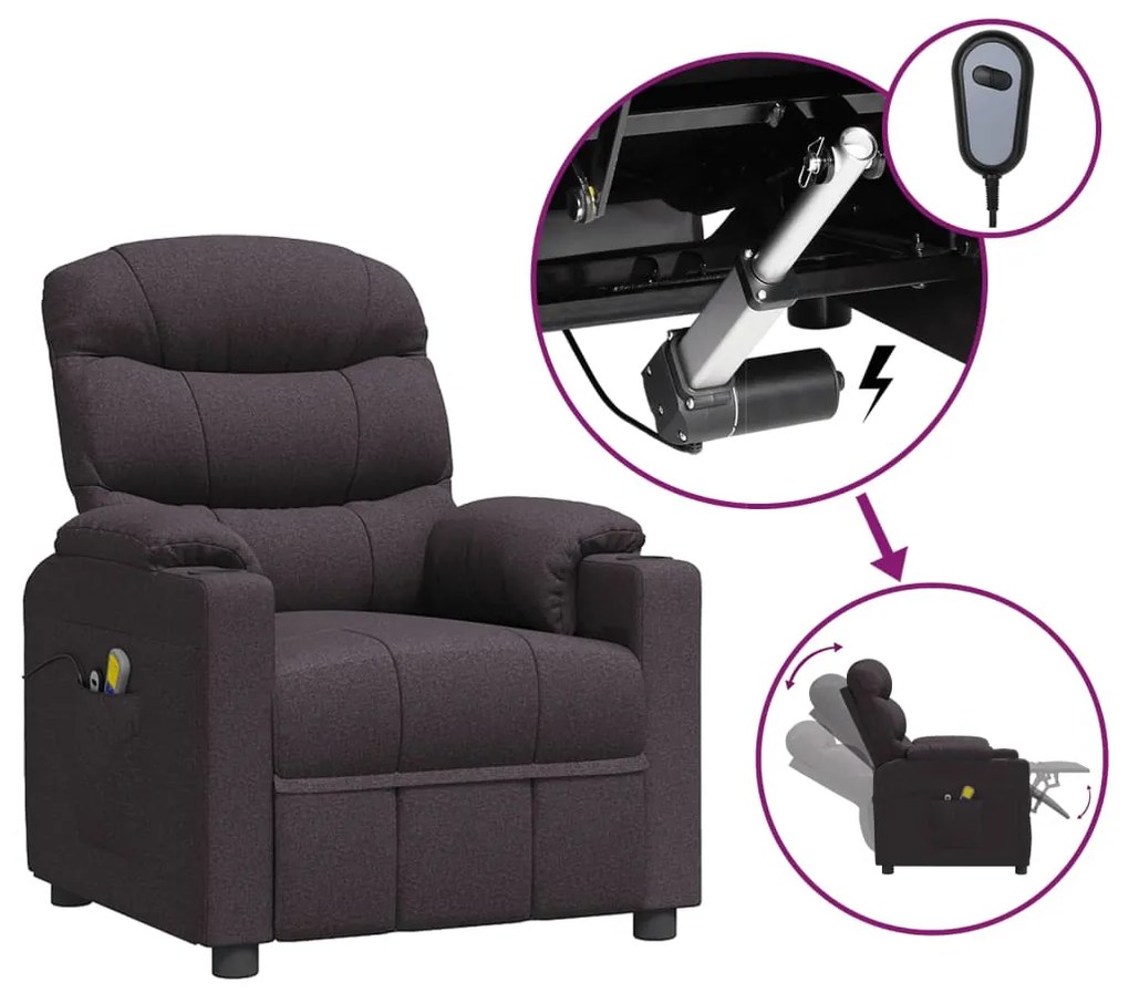 3143508 vidaXL Fotoliu de masaj electric, maro închis, material textil