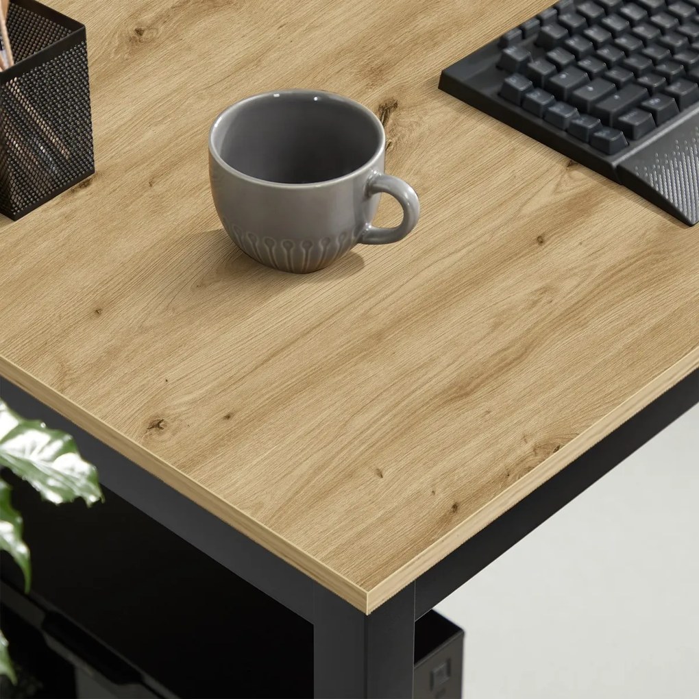 Masa de dining neagra cu blat in decor stejar artisan TESSA 120x60 cm