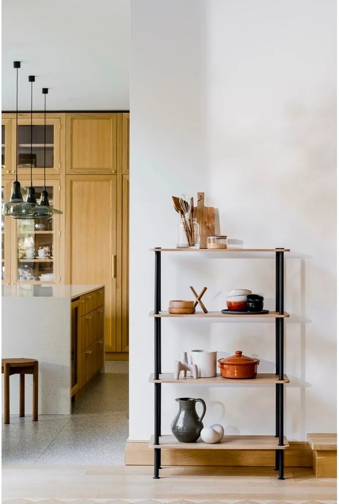 Etajeră în culoare naturală cu aspect de lemn de stejar 80x127x35 cm Teidi – noo.ma