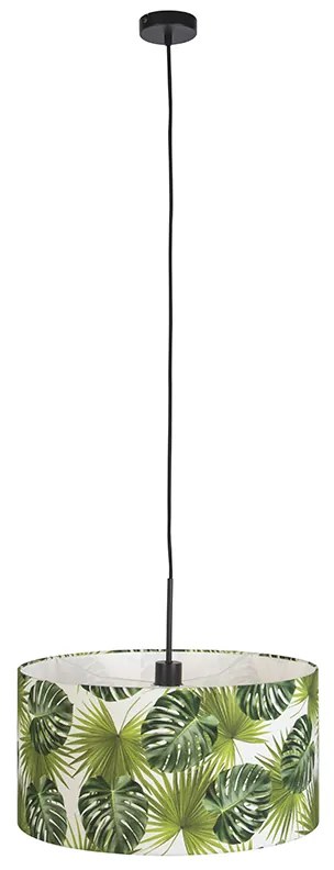 Lampă pendantă botanică neagră cu abajur cu frunze 50cm - Combi 1