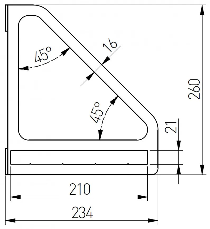 Suport polita model INGRID, 260x230 mm, finisaj negru mat