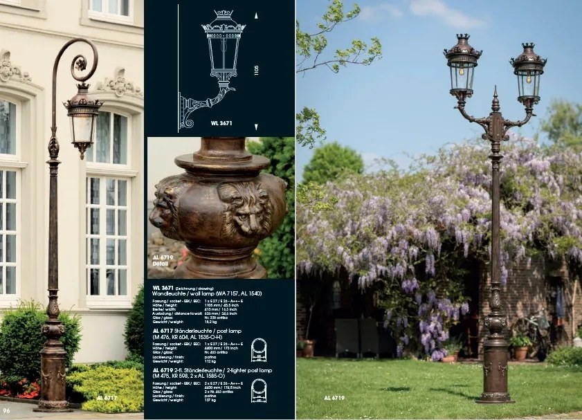 Aplica 1/2 iluminat exterior design clasic in stil Empire din fier forjat, WL 3559