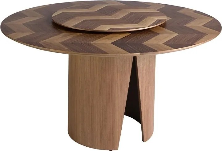 Masa rotunda cu blat central pivotant design LUX Walnut 150cm