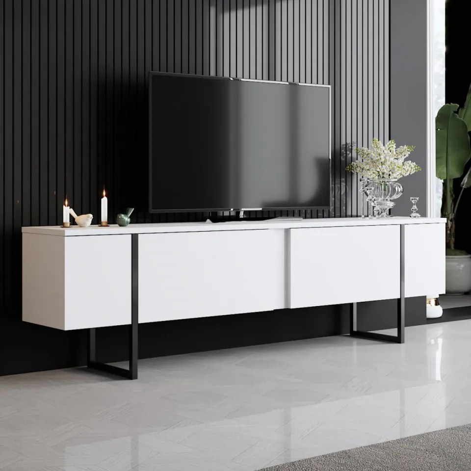 Comoda TV Luxe, Alb / Negru