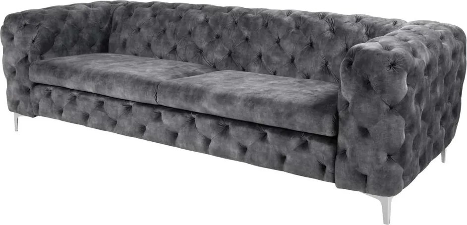 Canapea design Chesterfield, Catifea, Gri inchis, MODERN BAROCK 240cm