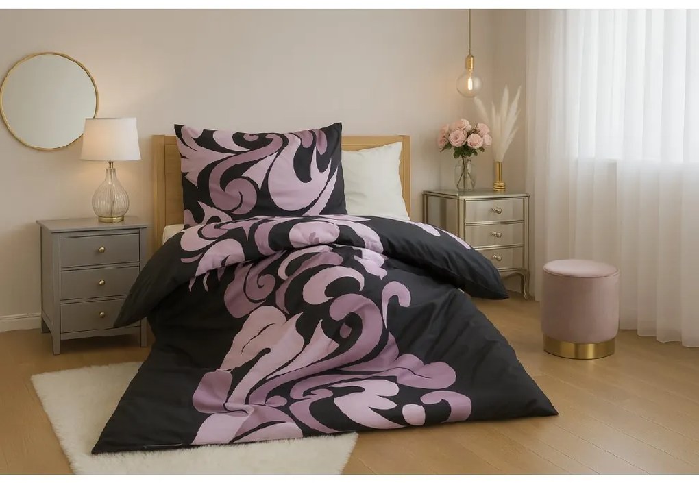 Lenjerie de pat din polibumbac TATTOO, neagra Dimensiune lenjerie de pat: 70 x 90 cm | 140 x 200 cm