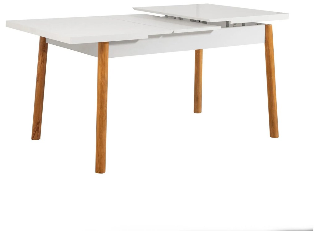 Masă de sufragerie extensibilă Dobuse 1 (alb + pin atlantic) (pentru 4 persoane). 1093737