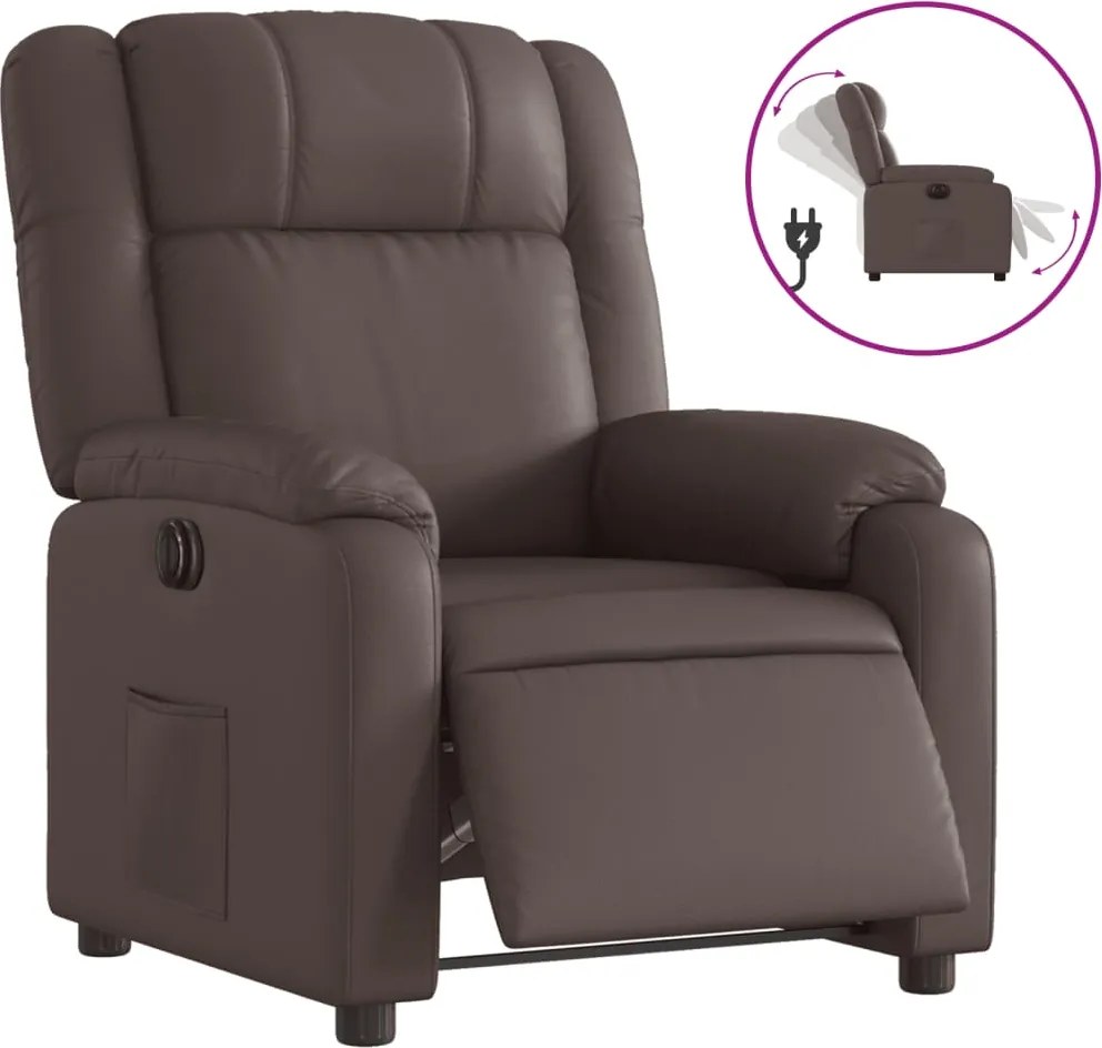 vidaXL Fotoliu rabatabil electric, maro, piele ecologică