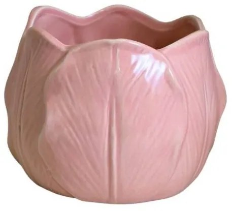 Ghiveci Mic din ceramica in forma de floare roz