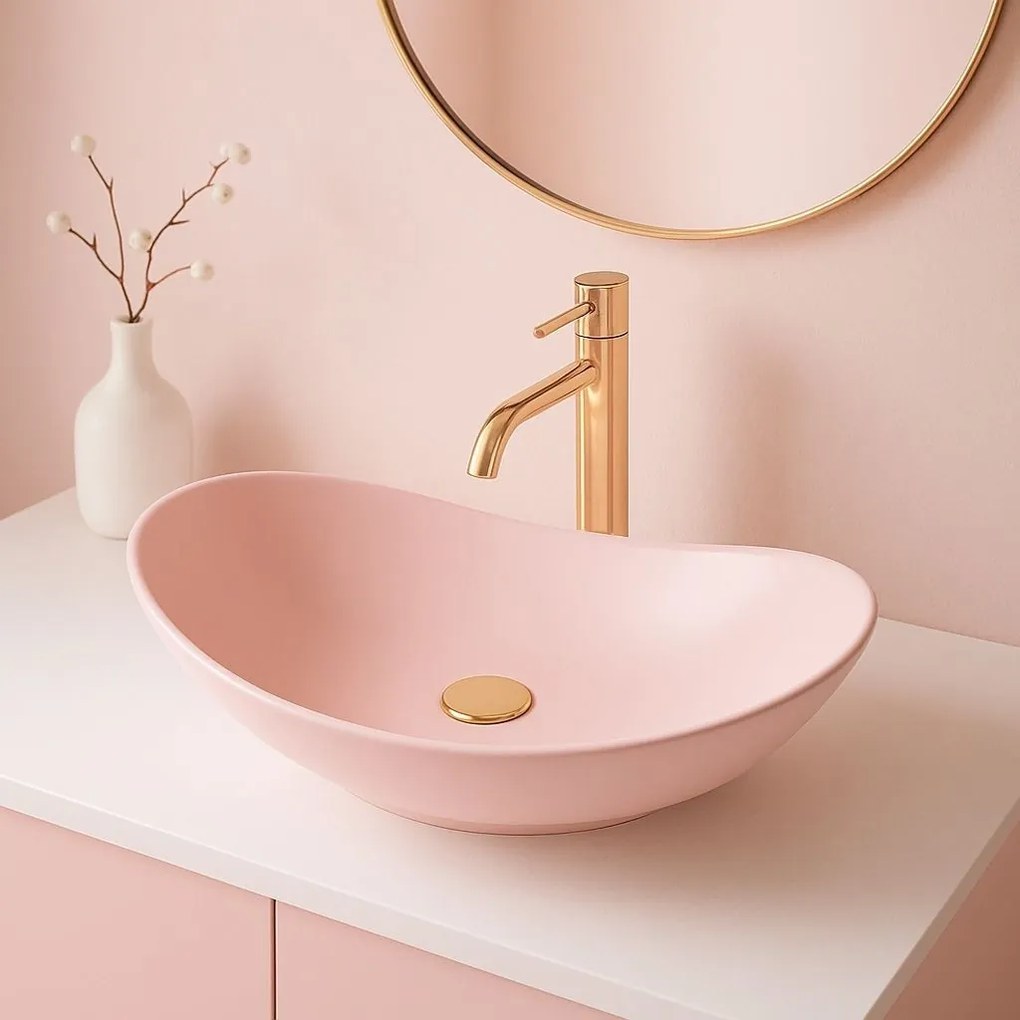 Lavoar pentru blat Rea Royal Powder Pink Matt