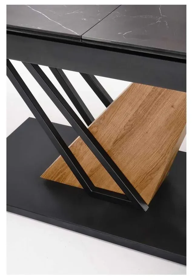 Masă de bucătărie Sterzo 140-180 x 90 cm, negru / stejar auriu