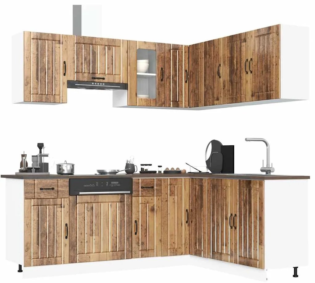 vidaXL Set de dulapuri de bucătărie 11 piese „Lucca” Lemn vechi lemn