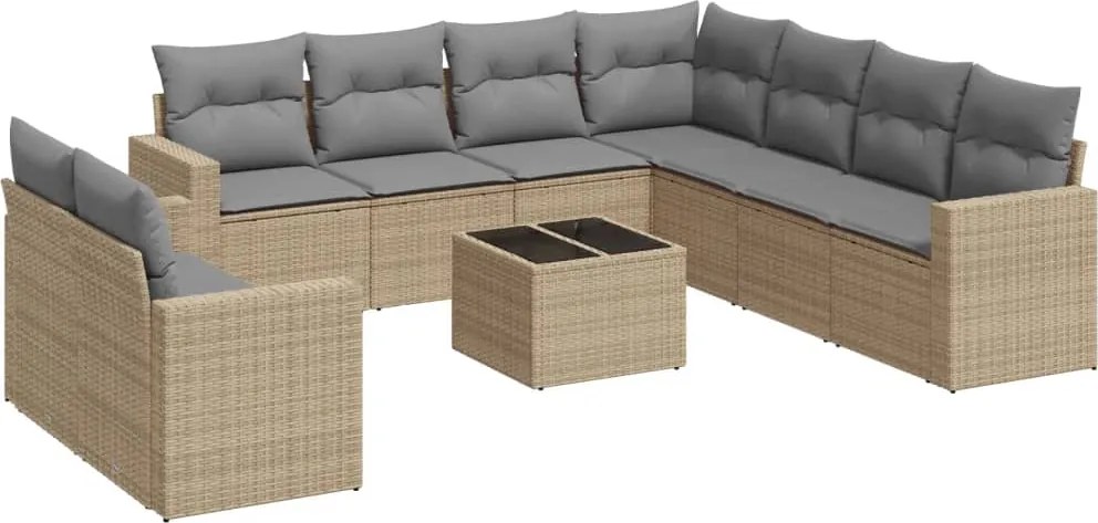 vidaXL Set canapele de grădină cu perne, 10 piese, bej, poliratan