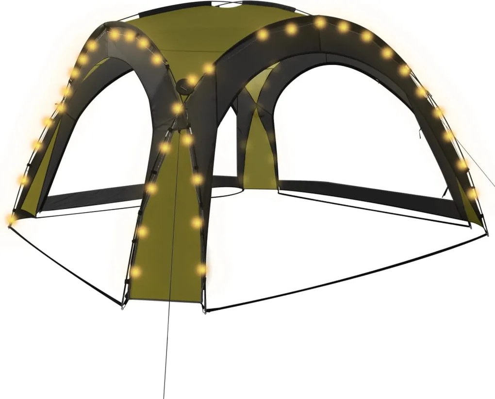 vidaXL Cort petrecere cu LED & 4 pereți laterali, verde, 3,6x3,6x2,3 m
