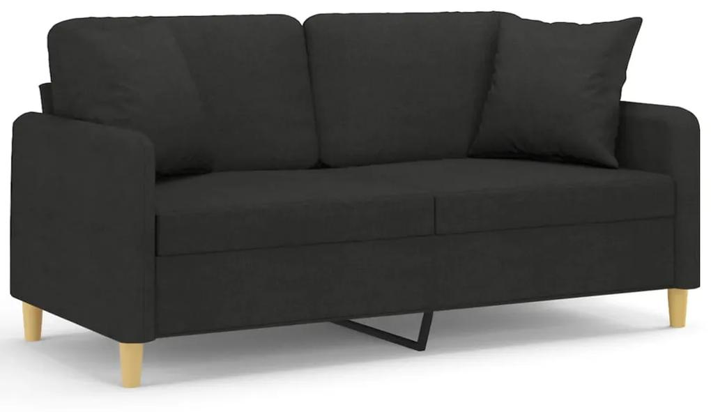 3200913 vidaXL Canapea cu 2 locuri cu pernuțe, negru, 140 cm, textil